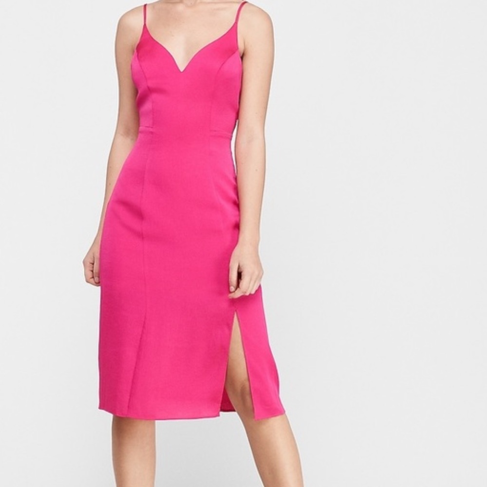Express hot pink slip dress